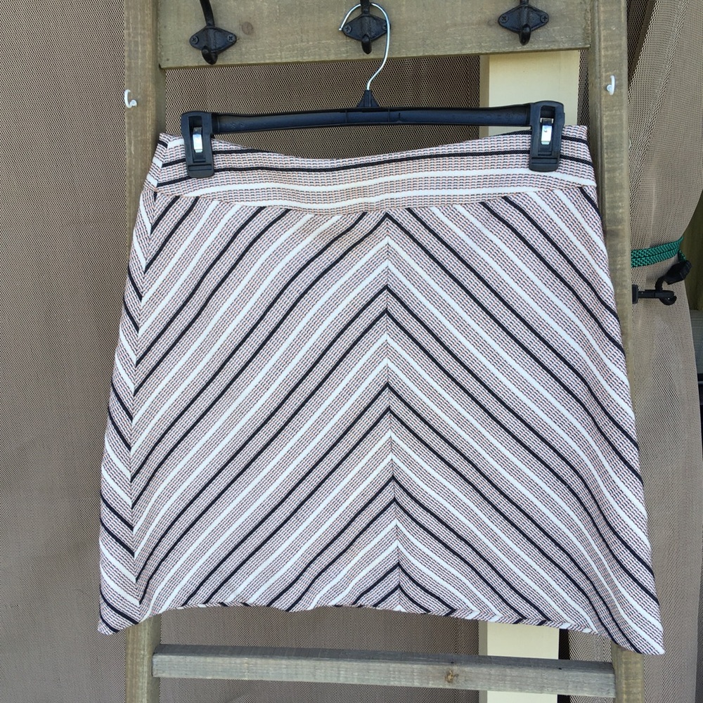 LOFT Black Cream PinkChevron Mini Skirt Lined SZ 12